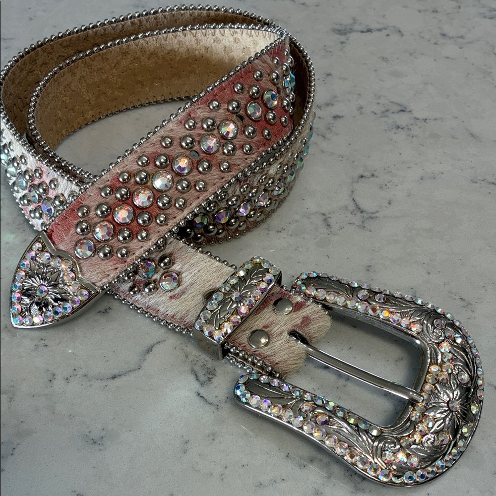 B.B. Simon Silver and Brown Crystal Belt - Picture 2 of 6